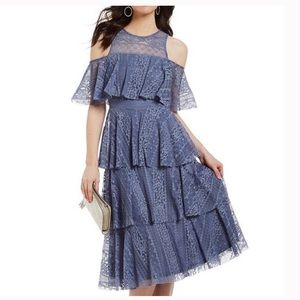 Gianni Bini tiered lace cold-shoulder dress